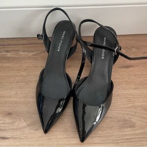 Marc Fisher Black Patent Pointed Slingback Pumps